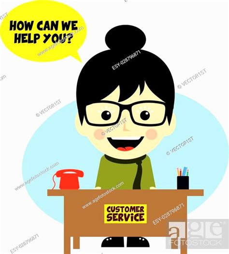 Customer Service Desk Cartoon Character Theme Vector Art Illustration