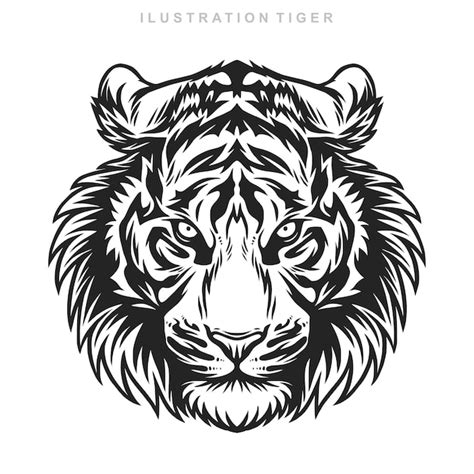 Ilustração De Design De Tigre Em Estilo De Arte De Linha Vetor Premium