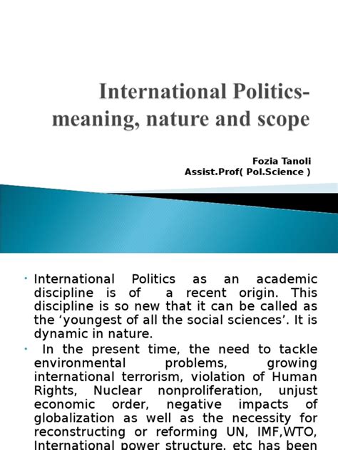 International-Politics-meaning-nature-and-scope.ppt | International Relations | International ...
