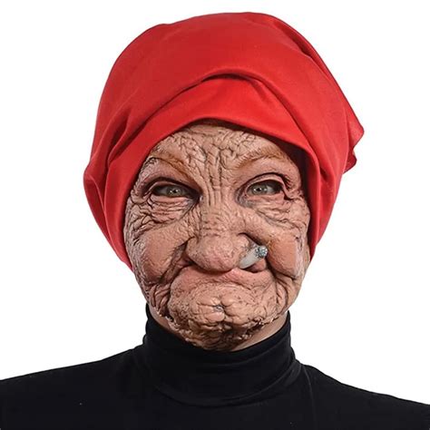 Creepy Grannies Realistic Old Women Latex Mask For Halloween Scary Cosplay With Wrinkles Full