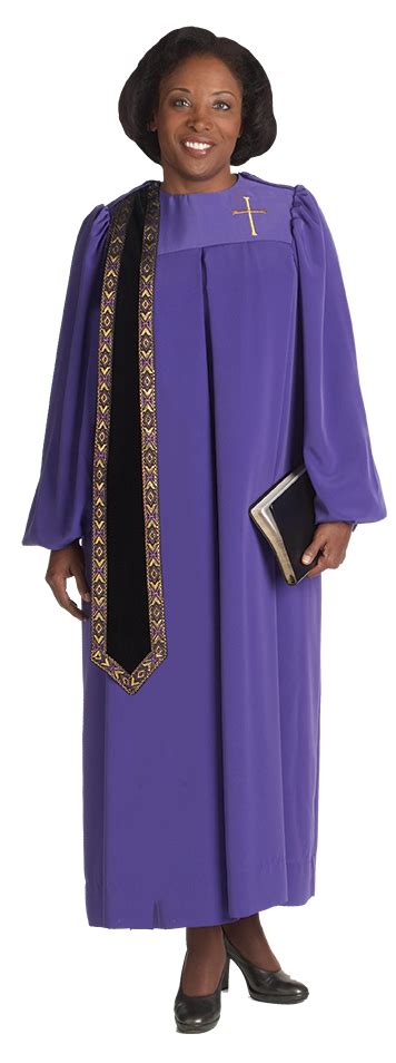 Womens Evangelist Purple Clergy Robe With Detachable Stole Clergy