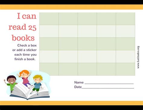 Free Reading Incentive Chart Read 25 Books Cute Kids Reading