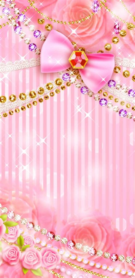 Golden Floral Bow Flower Girly Jewel Pink Pretty Sparkle