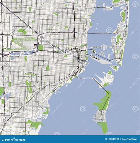 Mapa De La Ciudad De Miami Los E E U U Ilustración Del Free Nude Porn