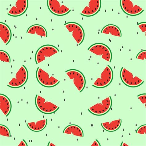 Premium Vector Seamless Watermelon Pattern With Pastel Background Color