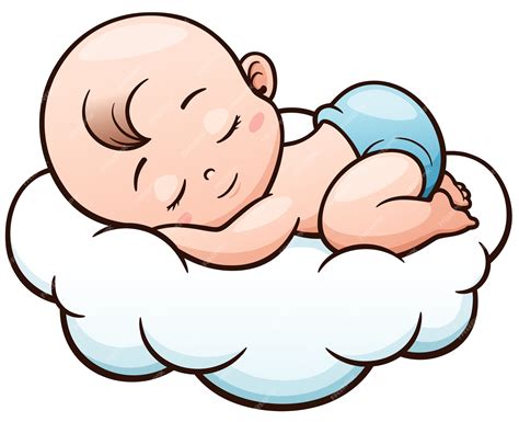 Premium Vector Cartoon Baby Sleeping On A Cloud