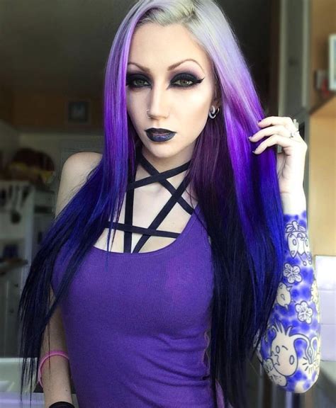 Pin By Frannie Mckee On Purple Passion Gothic Hairstyles Goth Beauty
