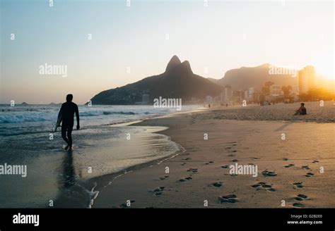 Ipanema Beach At Sunset Time Rio De Janeiro Stock Photo Alamy
