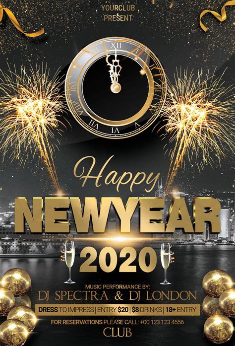 Happy New Year Flyer Poster Template Free Psd Template Printable