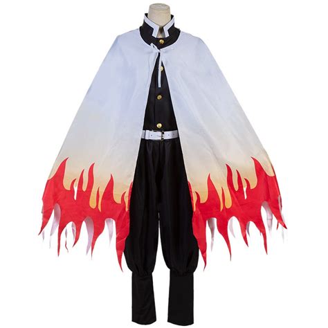 Anime Demon Slaye Cosplay Cloak And Uniform Set Kimetsu No Yaiba Rengoku Kyoujurou Costume