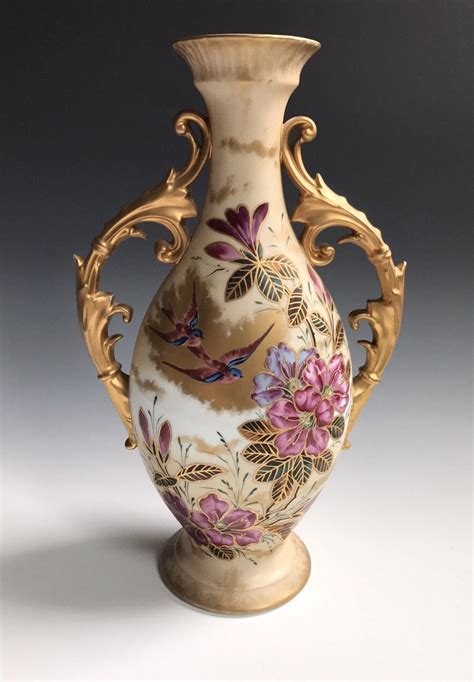 A Large Antique Porcelain European Hand Painted Flower Vase Ebay