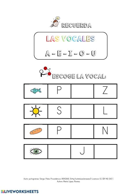 Las Vocales Interactive Exercise For Educación Infantil Live Worksheets