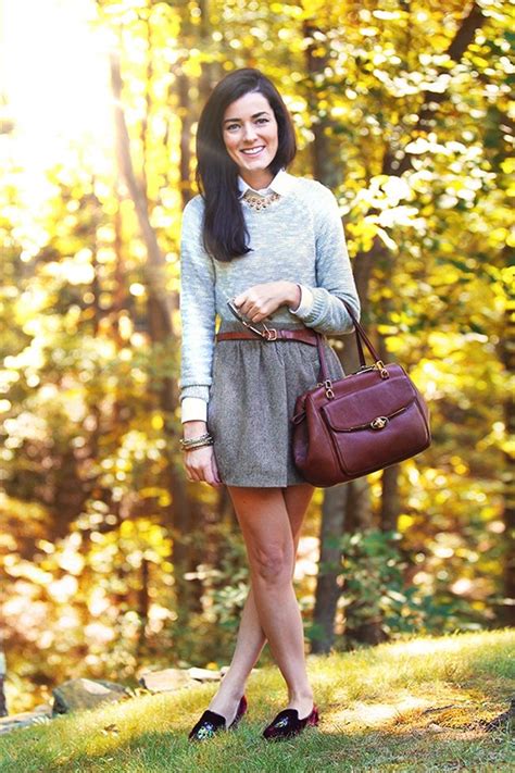 Sweater Tweedy Skirt And Velvet Loafers Loving Loafers This Fall Cute Fall Outfits Preppy