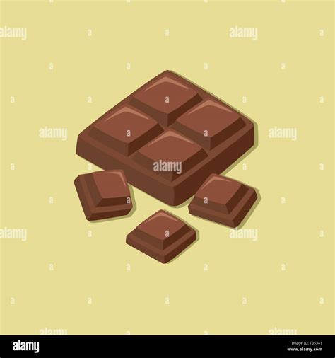 Chocolate Bar And Chocolate Pieces Isolated On Brown Background Vector