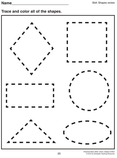 Trace Shapes Worksheets Free