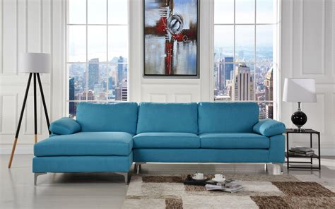 modern large linen fabric sectional sofa l shape couch with extra wide chaise lounge blue