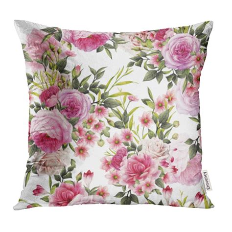 Arhome Pink Flower Floral Pattern With Roses Watercolor Colorful