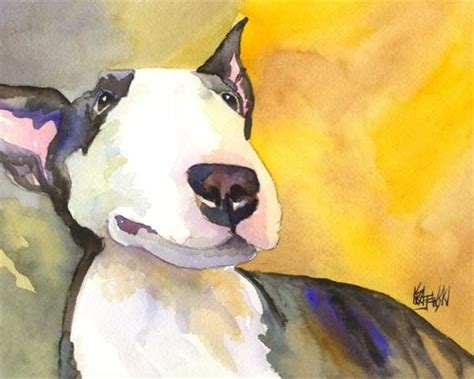 Bull Terrier Art Print Of Original Watercolor Painting 11x14 Etsy