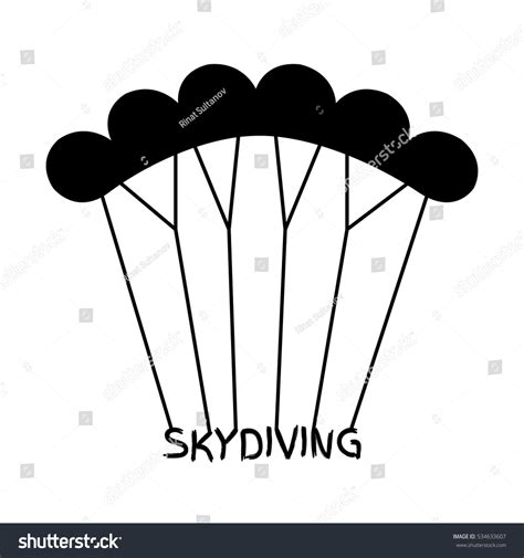 Skydiving Logo Flat Style Black Extreme Stock Vector Royalty Free