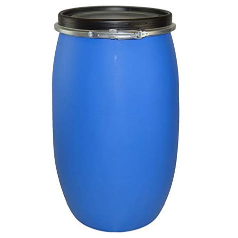 120 Litre Plastic Blue Open Top Storage Barrel Drum Keg With Lid And