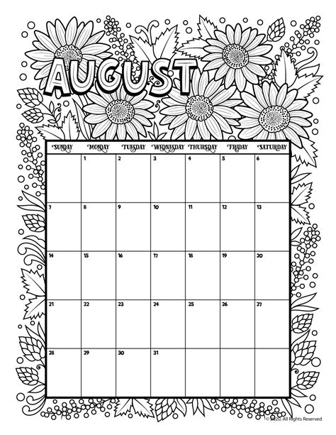 Printable Coloring Calendars For 2023 Simply Love Printables Free