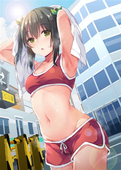 Hitoi Natsume Nae Original Absurdres Highres 1girl O Armpits Arms Up Blush Breasts