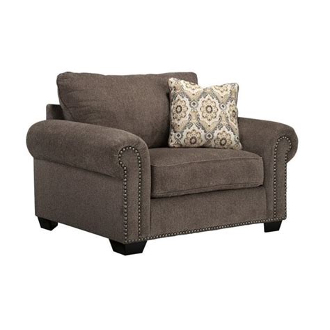 Ashley Emelen Chenille Oversized Accent Chair With Ottoman In Alloy