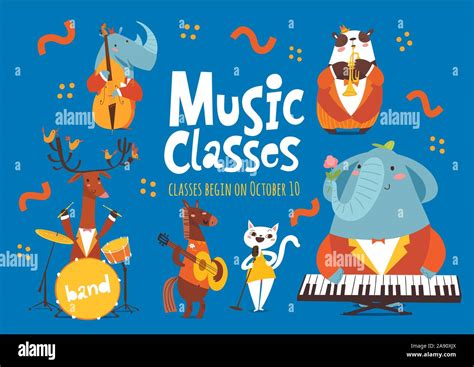 Vector Music Classes Advertisement Flyer Or Poster Design With Cute