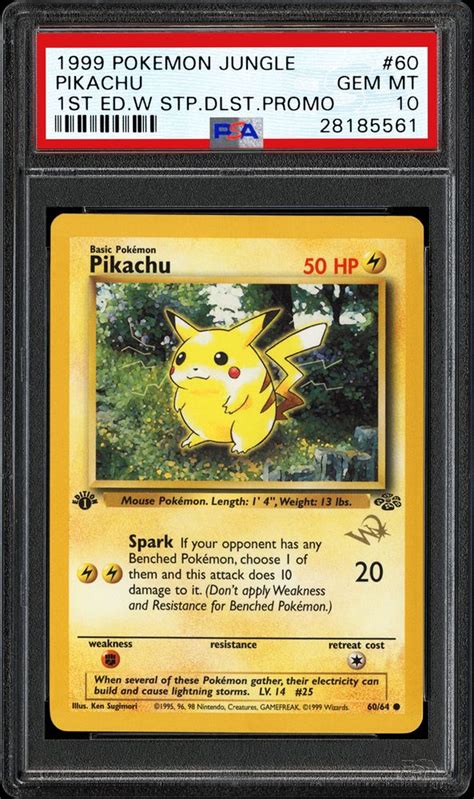 1999 Nintendo Pokemon Jungle Pikachu 1st Edw Stamp Duelist Promo Psa