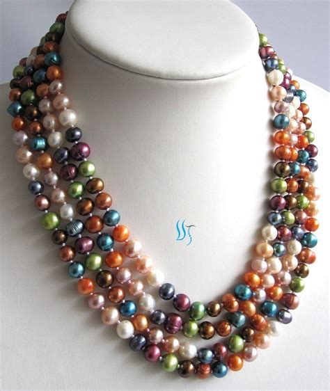 Pearl Necklace Inches Multi Color Freshwater By PearlsStory