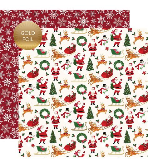 Merry And Bright Gold Foiled Double Sided Cardstock 12x12 Merry