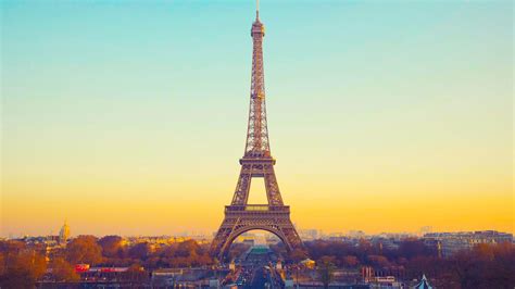 Download 1920x1200 Eiffel Tower France Paris Sunset Sky Wallpapers