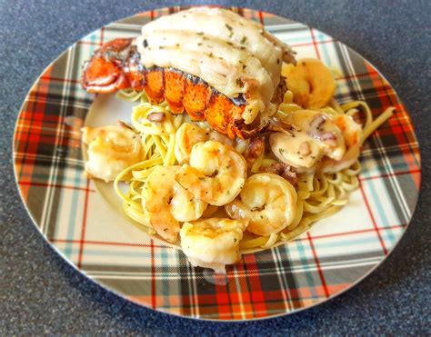 Homemade Lobster And Shrimp Linguine Food