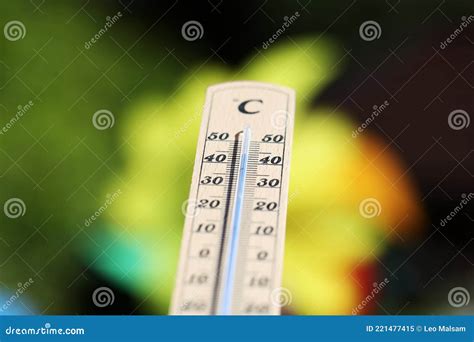 Thermometer Shows High Temperatures On A Hot Summer Day Stock Image