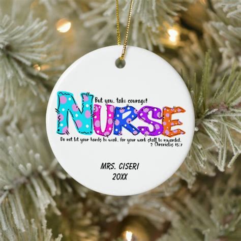 Personalized Colorful Nurse Saying Ceramic Ornament