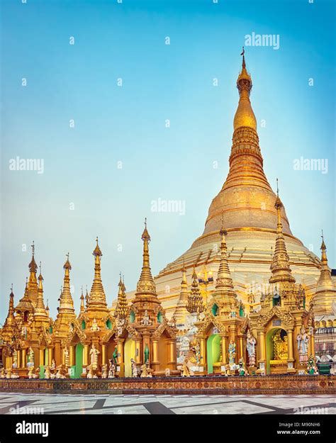 Shwedagon Or Great Dagon Pagoda In Yangon Myanmar High Resolution