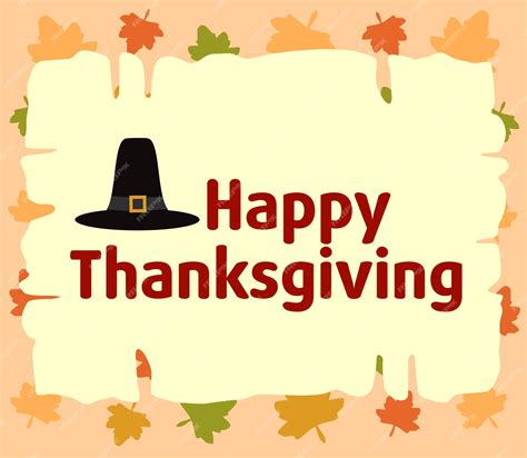 Premium Vector Happy Thanksgiving Background With Pilgrim Hat