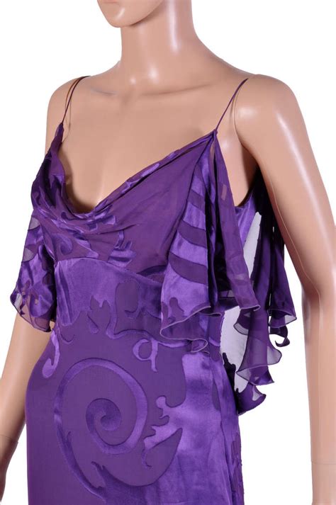 New Versace Amethyst Baroque Printed Silk Gow For Sale At 1stdibs