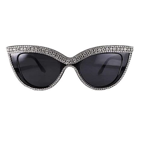 Cat Eye Sunglasses Bling Rhinestones Crystal Black Plastic