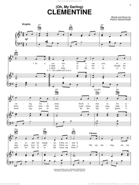 Montrose Oh My Darling Clementine Sheet Music For Voice Piano Or