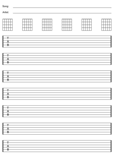 Free Blank Guitar Sheet Staff And Tab Paper