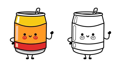 Funny Cute Happy Soda Characters Bundle Set Vector Hand Drawn Cartoon
