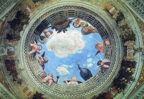 The types of colors that painters could achieve with tempera was limited, but it was the medium of choice for most artists working in italy until the late fifteenth century, when oil paints were adopted. Andrea Mantegna and his worms-eye view of perspective