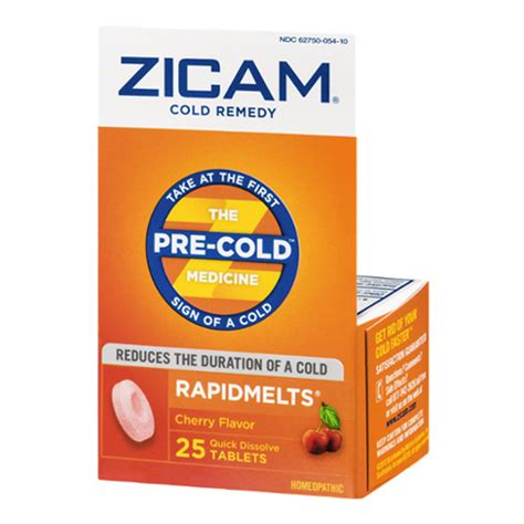 Zicam Cold Remedy Homeopathic Rapid Melts Cherry Flavor 25 Ea