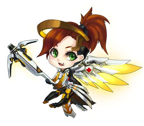 Download Myself As Mercy From Overwatch Cartoon Hd Transparent Png