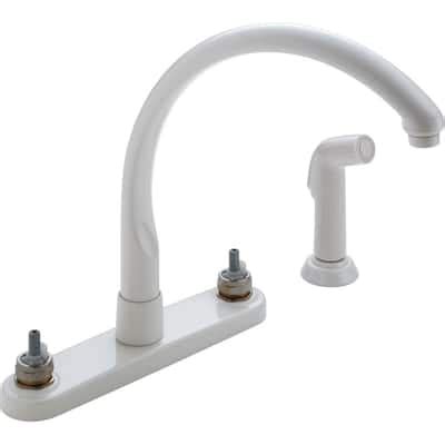 Delta Waterfall Handle Side Sprayer Kitchen Faucet In White Discontinued Whlhp The