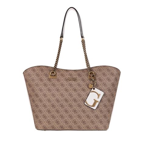Guess Mika Girlfriend Carryall Brown In Beige Fashionette