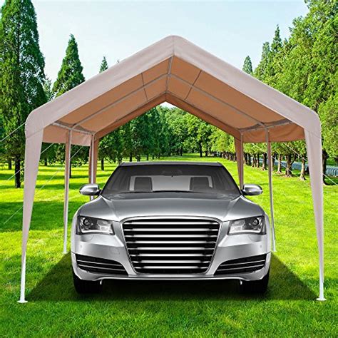 10 x 20 carport is the best choice for protecting your cars, boats, equipment and tools as well as for extra storage. Lykos 10 x 20′ Carport Car Canopy Versatile Shelter Car Shed with Foot Cloth Khaki | Green Lawn ...