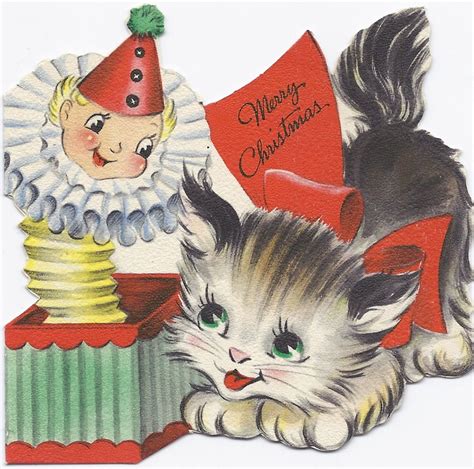 Vintage Hallmark Christmas Kitten Vintage Christmas Cards Cat