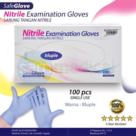 Jual Safe Gloves Nitrile Non Powder Bluple 100 Pcs Kota Bandung Sam